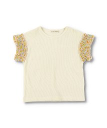BRANSHES(ブランシェス)/ワッフル×袖フリル半袖Tシャツ/アイボリー