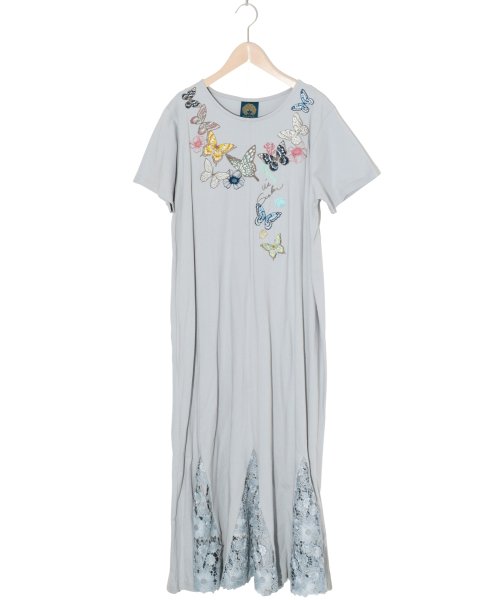 花蝶 海モチーフ刺繍裾レースワンピース イズ スカラー Is Scolar Magaseek