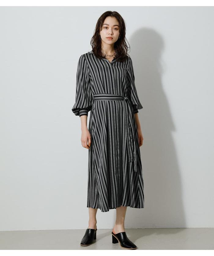 【50%OFF】 アズールバイマウジー WAIST TUCK STRIPE ONEPIECE レディース 柄BLK5 S 【AZUL BY MOUSSY】 【セール開催中】