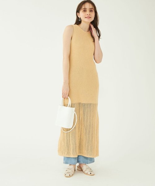 グリーンレーベルリラクシング Green Label Relaxing アメスリ メッシュ ニット ドレス ノースリーブ ワンピース Magaseek