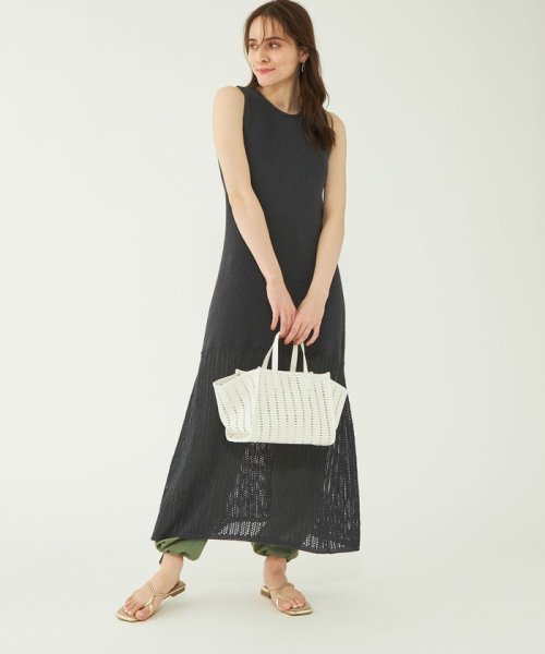 グリーンレーベルリラクシング Green Label Relaxing アメスリ メッシュ ニット ドレス ノースリーブ ワンピース Magaseek