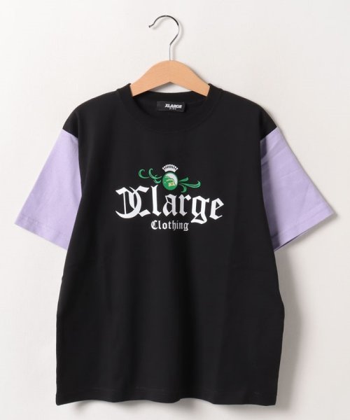 XLARGE KIDS(エクストララージ　キッズ)/2トーンロゴ半袖Tシャツ/ブラック