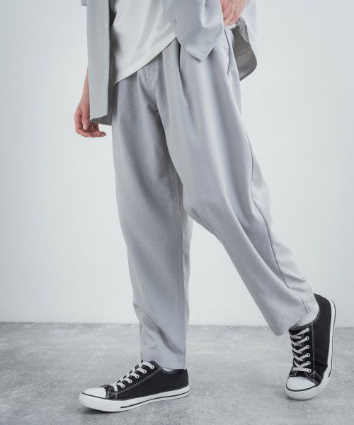 スラックス メンズ パンツ ポリトロ テーパード ボトムス セットアップ着用可能 春 夏 秋 ホワイト アイボリー ブラック グレー グリーン サックス 153 ロッキーモンロー Rocky Monroe Magaseek