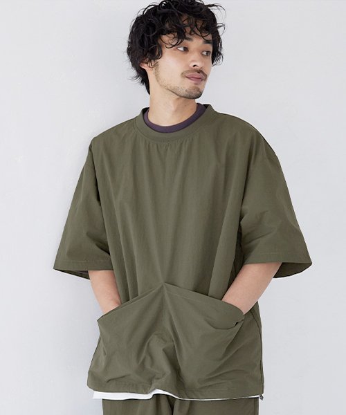 coca(コカ)/【セットアップ対応商品】 ビッグポケットナイロンプルオーバー/KHAKI