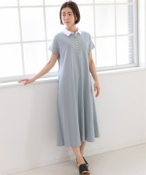PREFERIR(プレフェリール)/布帛襟付き配色カットソーワンピース/ブルー