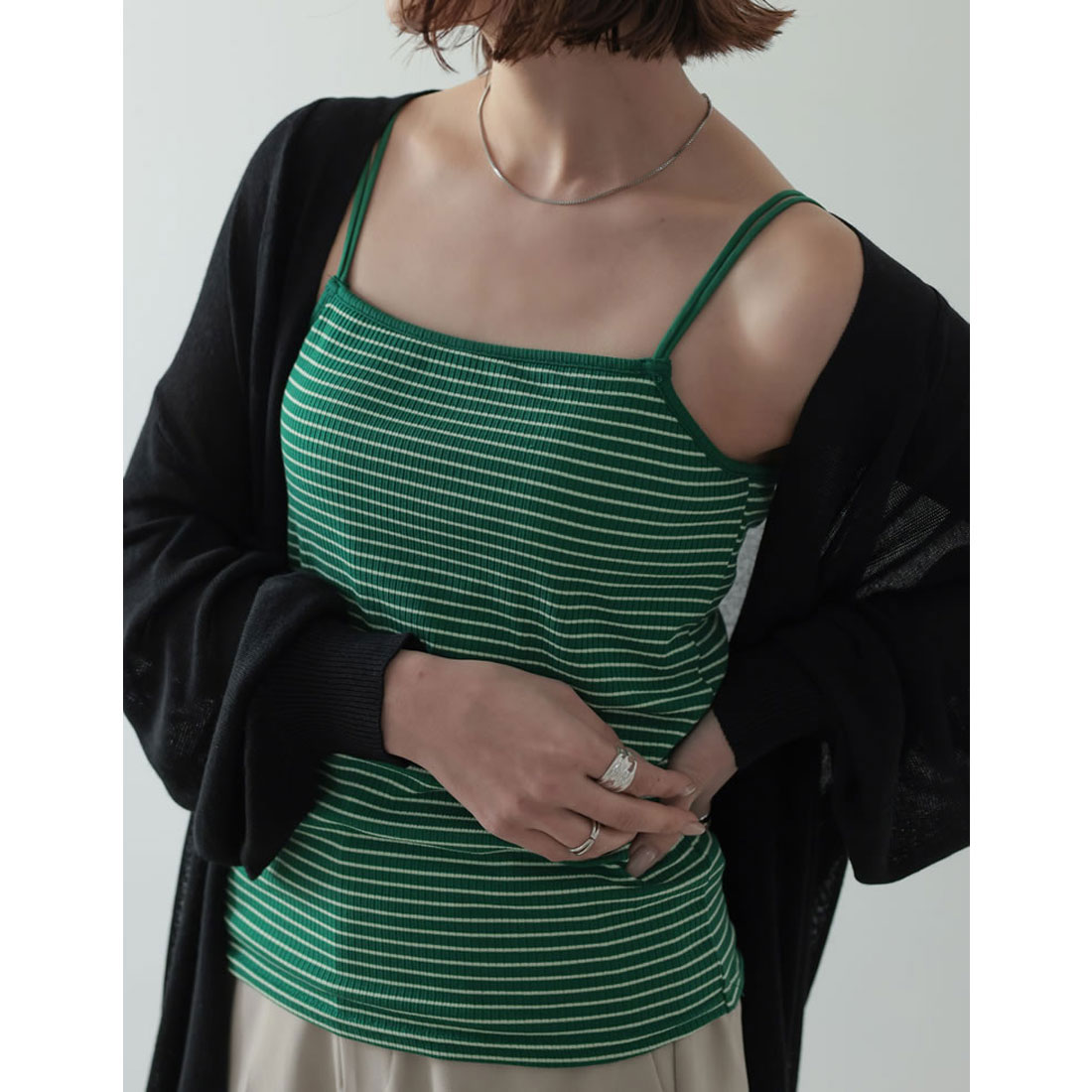 [辻元舞さん着用]テレコリブバッククロスカップ付きキャミソール[返品交換不可]