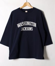 ALWAYS GOOD TIME NEW BASIC STORE(オールウェイグッドタイムニューベーシックストア)/フットボール切り替え　7分袖Ｔシャツ/ネイビー