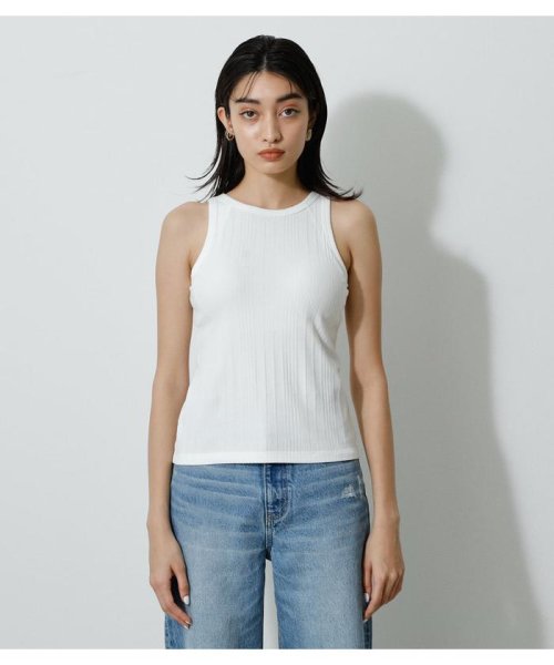 AZUL by moussy(アズールバイマウジー)/BASIC AMERICAN SLEEVE TANK TOP/WHT