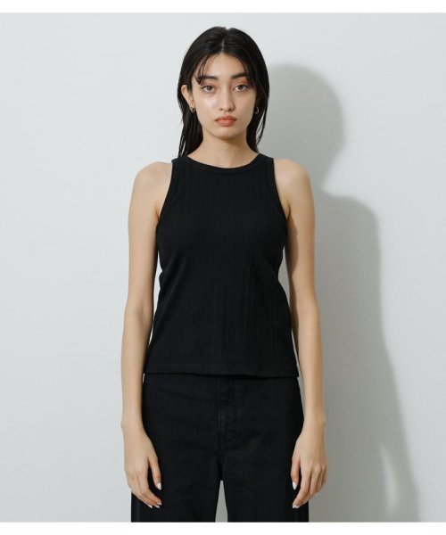 AZUL by moussy(アズールバイマウジー)/BASIC AMERICAN SLEEVE TANK TOP/BLK