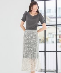 DRESS+(ドレス プラス)/ワンピース スカート 2点セット 2way セットアップ 春夏 着回し レース 花柄スカート  パーティードレス/チャコールグレー