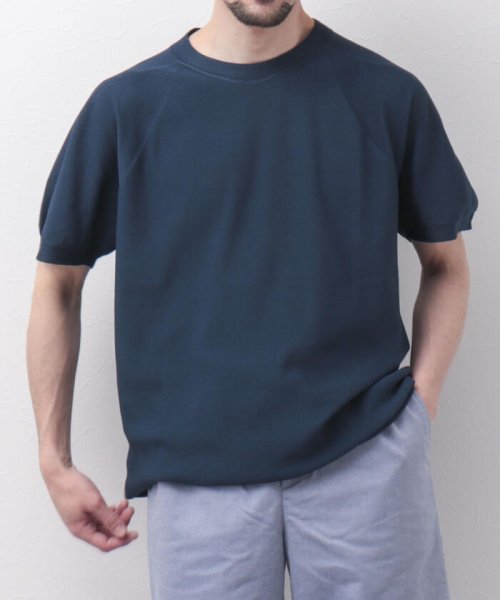 Stutostein(シュテットシュタイン)/ホールガーメントニットTシャツ(抗菌、消臭機能素材）日本製/ブルー