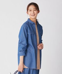 J.PRESS LADIES（LARGE SIZE）(J．プレス　レディス（大きいサイズ）)/【洗える】インディゴツイル デニム シャツカラー ブラウス/サックスブルー系