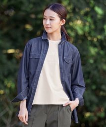 J.PRESS LADIES（LARGE SIZE）(J．プレス　レディス（大きいサイズ）)/【洗える】インディゴツイル デニム シャツカラー ブラウス/ネイビー系