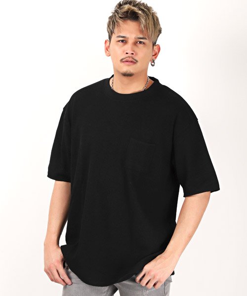 セール ワッフルロング丈big半袖tシャツ Tシャツ メンズ 半袖tシャツ ワッフル ロング丈 ビッグシルエット ラグスタイル Luxstyle Magaseek