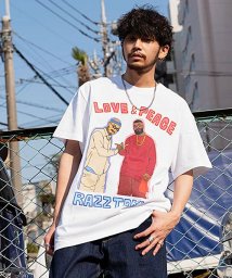 razz(ラズ)/RAZZIS ラブ&ピースプリントクルーネック半袖Tシャツ メンズ RAZZIS ラズ ブランド おしゃれ 大人 カジュアル トップス カットソー 半袖 韓国フ/ホワイト