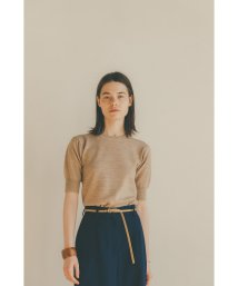 CLANE(クラネ)/BACK OPEN HALF SLEEVE COMPACT KNIT TOPS/BEIGE