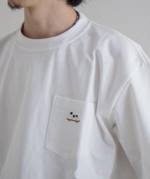 GLOSTER(GLOSTER)/【GLOSTER ROAD/グロスターロード】フレンチブルドッグ ワンポイント刺繍半袖Tシャツ/オフホワイト