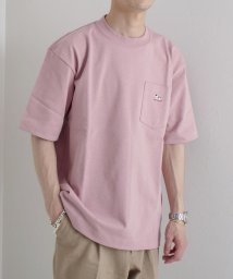 GLOSTER(GLOSTER)/【GLOSTER ROAD/グロスターロード】フレンチブルドッグ ワンポイント刺繍半袖Tシャツ/ピンク