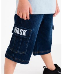 WASK(ワスク)/5.5分丈 ロゴ刺繍 デニム ニット パンツ (100~160cm)/ネイビー