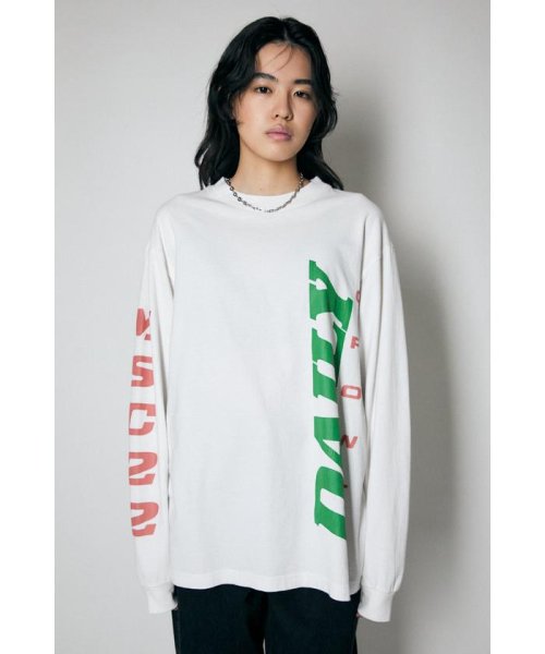 moussy(マウジー)/VERTICAL LOGO LOOSE LS Tシャツ/WHT