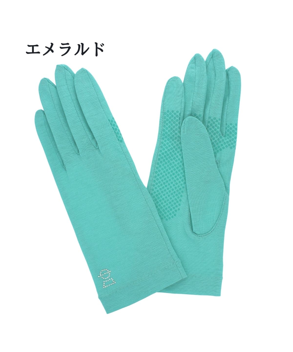 ピッコーネ PICONE レディース UV手袋 女性用 24cm 綿100％ 接触冷感 ひんやり 五本指 滑り止め付 洗える