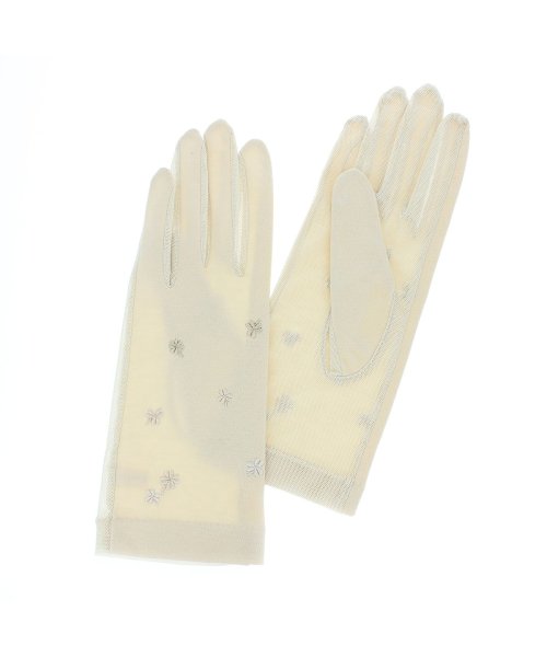  LAURA ASHLEY(ローラアシュレイ)/ローラアシュレイ LAURA ASHLEY レディース UV手袋  女性用 24cm  綿100％ 掌メッシュ素材 五本指 洗える/ベージュ