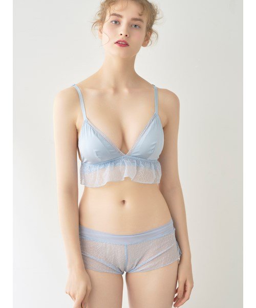 LILY BROWN Lingerie(LILY BROWN Lingerie)/【LILY BROWN Lingerie】サテン モザイク柄レース ノンワイヤーブラ・ショーツセット/LBLU