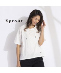 Liliane Burty(リリアンビューティ)/【Sprout.】リップルジャカード　ラグランスリーブTシャツ/ホワイト