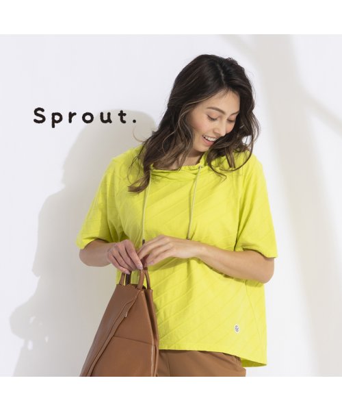 Liliane Burty(リリアンビューティ)/【Sprout.】リップルジャカード　ラグランスリーブTシャツ/イエロー