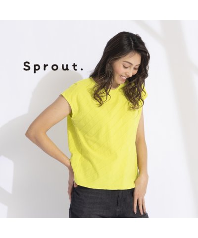 【Sprout.】リップルジャカード　フレンチスリーブTシャツ