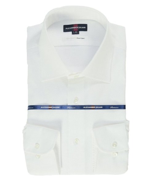 TAKA-Q(タカキュー)/綿80双糸 レノクロス スタンダードフィット ワイドカラー 長袖 シャツ メンズ ワイシャツ ビジネス ノーアイロン 形態安定 yシャツ 速乾/ホワイト