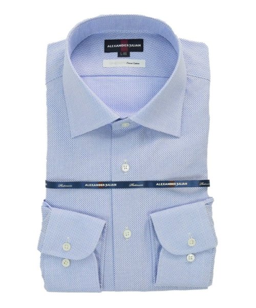 TAKA-Q(タカキュー)/綿80双糸 レノクロス スタンダードフィット ワイドカラー 長袖 シャツ メンズ ワイシャツ ビジネス ノーアイロン 形態安定 yシャツ 速乾/サックス