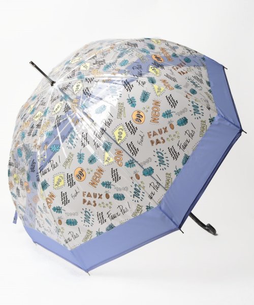 FAUX PAS PARIS(フォーパ パリ)/FAUX PAS PARIS フォーパ パリ サマースタイル柄 雨傘（長傘）/サックス