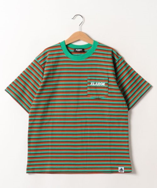 XLARGE KIDS(エクストララージ　キッズ)/ホソボーダーポケット半袖Tシャツ/オレンジ