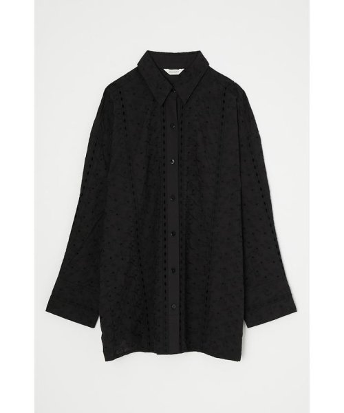 moussy(マウジー)/EYELET LONG シャツ/BLK