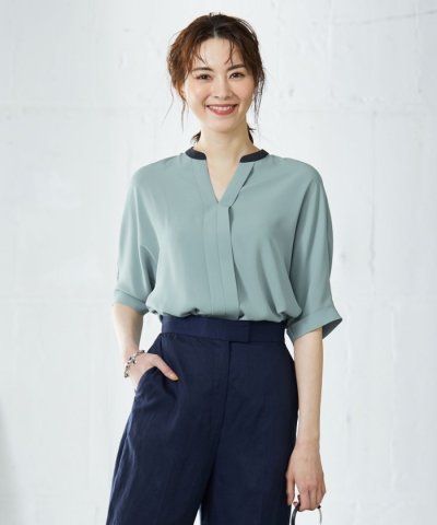 【WEB限定カラーあり・洗える】Back Satin Amunzen キーネック