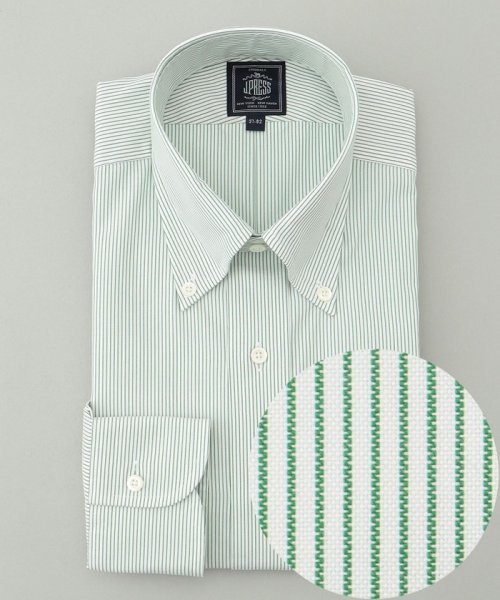 Premium Pleats 形態安定 グリーンストライプ シャツ B D J プレス メンズ J Press Mens Magaseek
