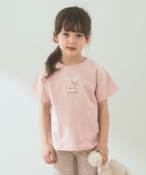 anyFAM（KIDS）(エニファム（キッズ）)/オーガビッツアニマルサガラ刺繍Ｔシャツ/ピンク×ウサギ
