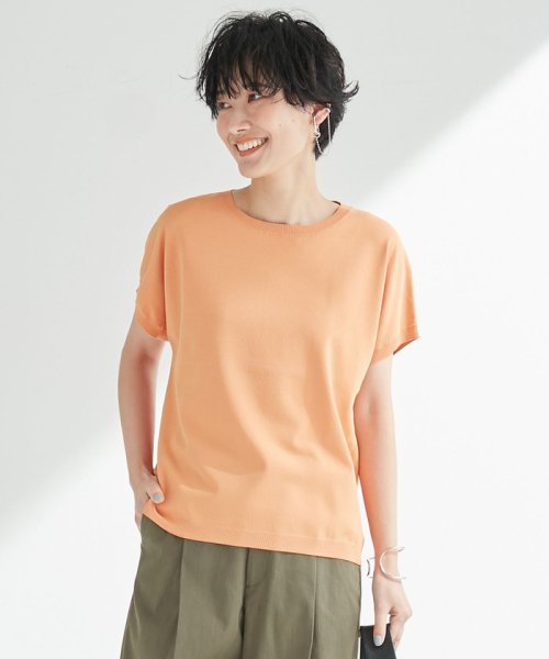 NIJYUSANKU（LARGE SIZE）(２３区（大きいサイズ）)/【新色追加】レーヨンポリエステルストレッチ プルオーバー ニット/ライトオレンジ系