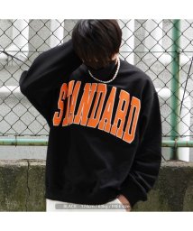 1111clothing(ワンフォークロージング)/オーバーサイズ スウェット メンズ トレーナー レディース ◆STANDARD ロゴ スウェットシャツ◆ ビッグシルエット トップス 長袖 クルーネック 綿10/ブラック