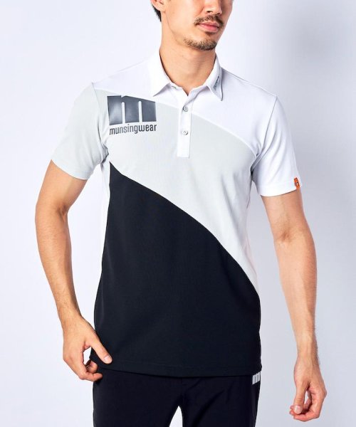 Munsingwear(マンシングウェア)/『ENVOY/エンボイ』 CoolistD－Tec&FUSIONMOVEカラーブロック半袖ポロシャツ【アウトレット】/ホワイト×グレー