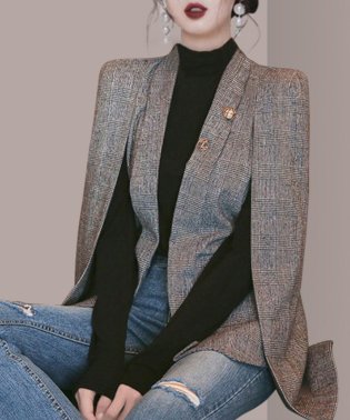 aimoha/【Jasmine Grandiflorum】ケープ風ジャケットコート 韓国ファッション /504606232