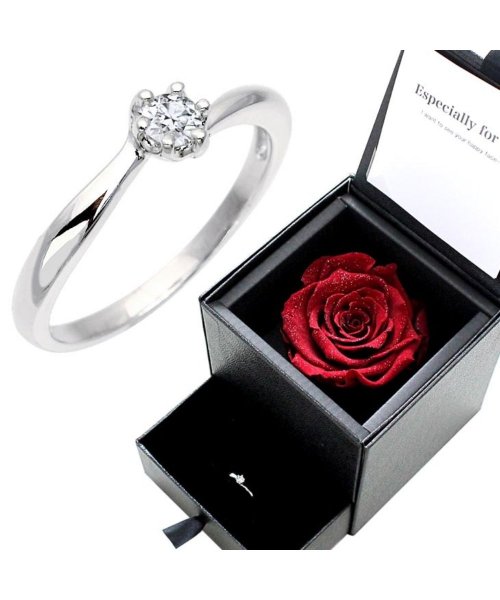 Sears(シアーズ)/シアーズ シルバーリング キュービックジルコニア プロポーズ 婚約指輪 プリザーブドフラワー 薔薇 ダイヤモンドローズ 小物入れ/シルバー