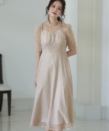 PourVous/バックリボン総レースワンピース 結婚式 パーティードレス/504623239