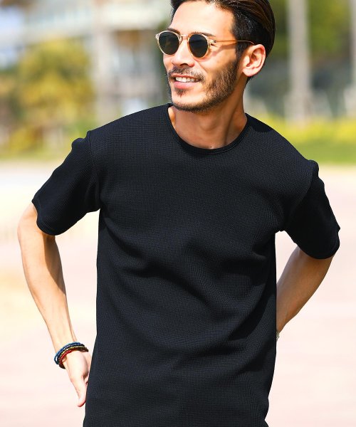 セール ワッフルクルーネック半袖tシャツ カットソー Tシャツ メンズ おしゃれ ティーシャツ 半袖 インナー サーマル生地 トップス クルーネック ジギーズショップ Jiggys Shop Magaseek