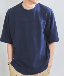 coen(coen)/WフェイスクルーネックTシャツ/NAVY