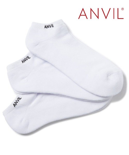 ANVIL(ANVIL)/【ANVIL】「消臭加工」3足セット パイル 3パック スポーツ アンクル ソックス 靴下 /3P Ankle Socks/ANS030 アンビル アンヴィル/ホワイト