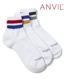 ANVIL(ANVIL)/【ANVIL】「消臭加工」3足セット パイル 3パック 足首丈 クォーター ソックス 靴下 /3P Quarter Socks/ANS040/消臭加工/裏パイル/ホワイト2