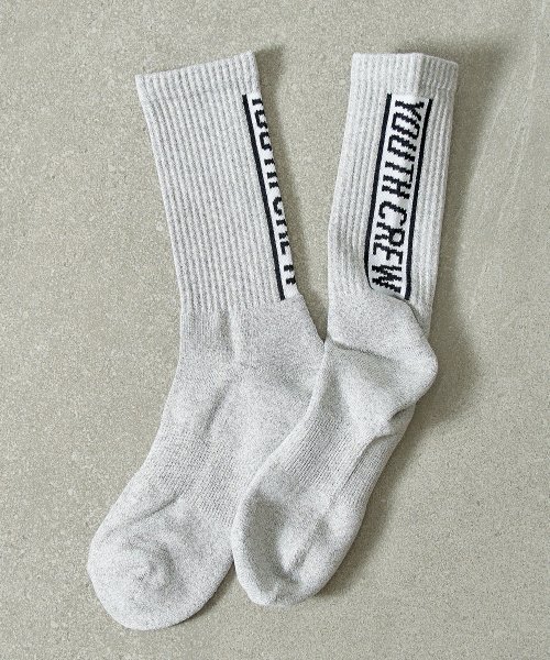 Healthknit Product(Healthknit Product)/【Healthknit Product / ヘルスニットプロダクト】バックラインロゴロングソックス BACK LINE LOGO LONG SOCKS/182－/グレー