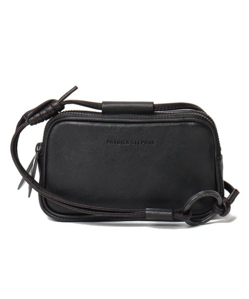 PATRICK STEPHAN(パトリックステファン)/Leather micro shoulder bag 'double zip'/ブラック